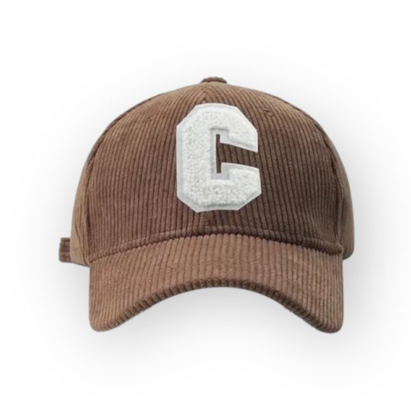 Casquette en velours côtelé baseball marron pour femme